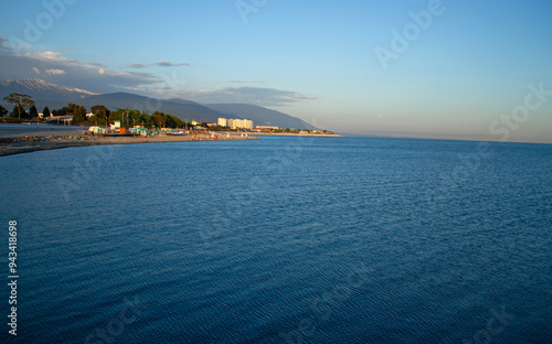 Obraz na płótnie Sunset at sea in Sochi (Adler). w salonie