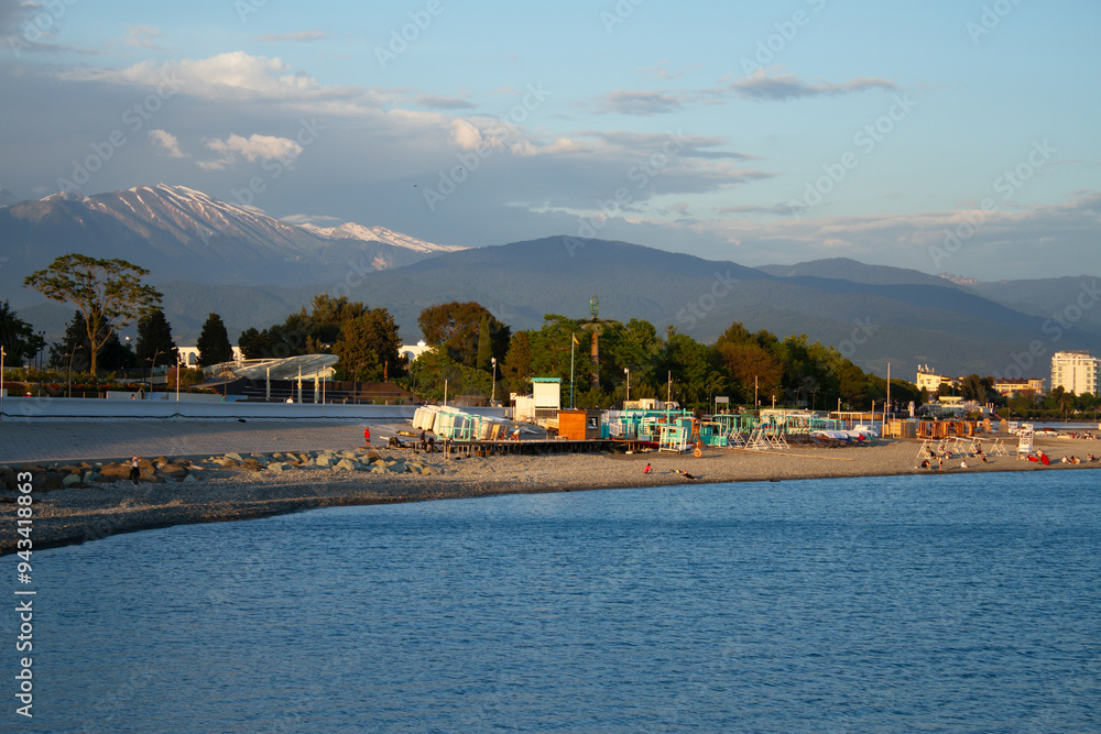 Sunset at sea in Sochi (Adler).