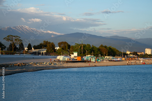 Obraz na płótnie Sunset at sea in Sochi (Adler). w salonie