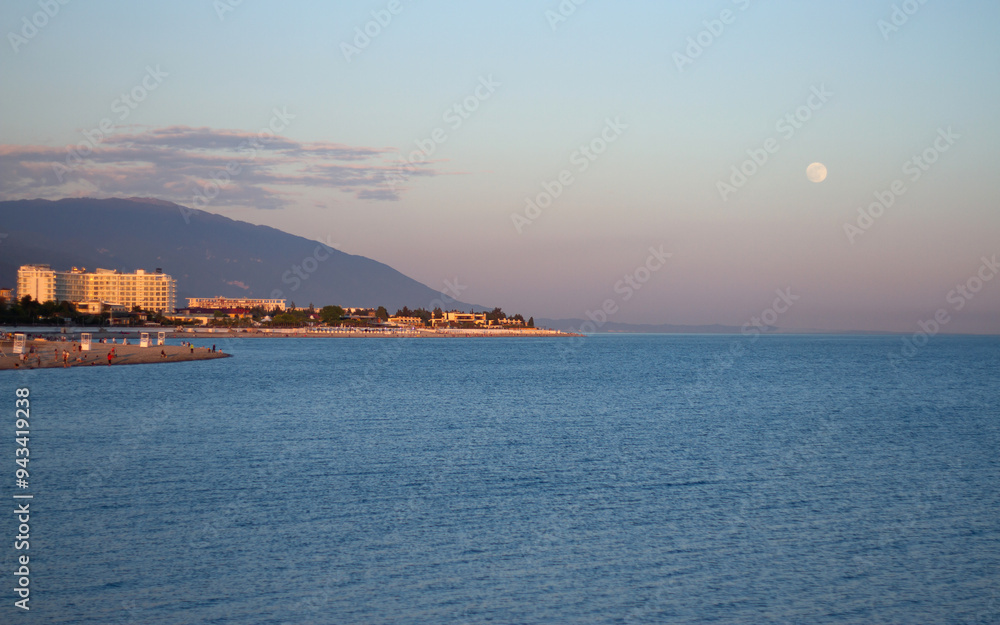Sunset at sea in Sochi (Adler).