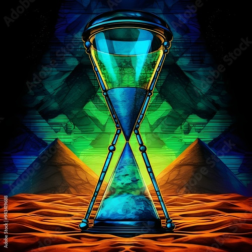 COLORFUL ILLUSTRATION OF AN HOURGLASS OF TIME photo