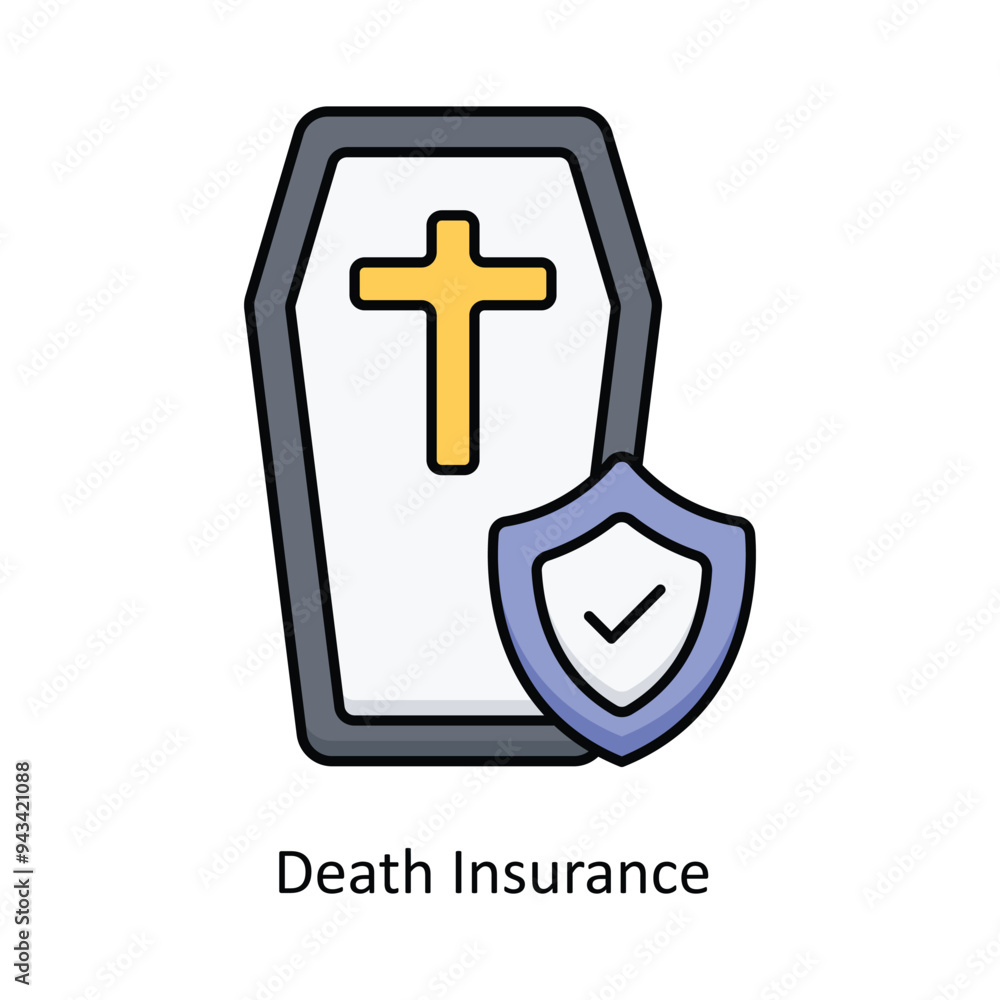 Death Insurance  Vector filled outline icon design illustration. insurance symbol on white background EPS 10 File .
