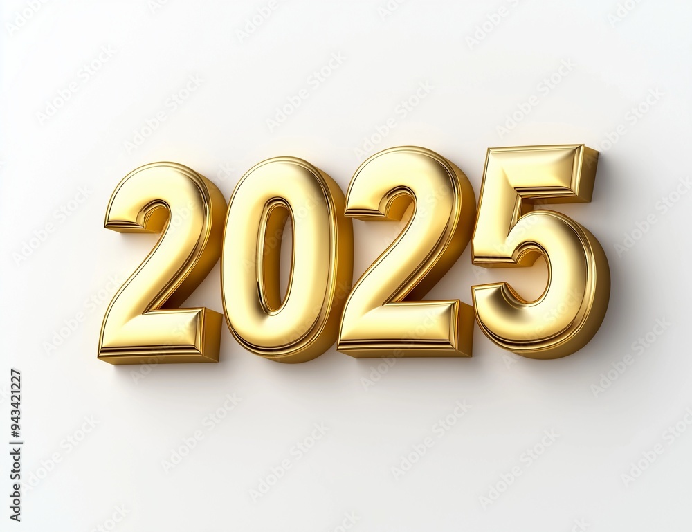 Golden New Year 2025 typography with vibrant, festive design elements Golden New Year 2025 typography with vibrant, festive design elements