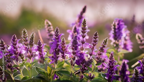 fresh purple flowers of sage or salvia divinorum photo