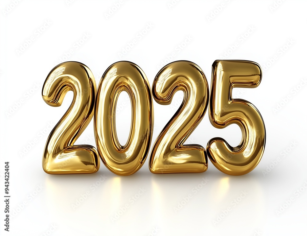 Golden New Year 2025 typography with vibrant, festive design elements Golden New Year 2025 typography with vibrant, festive design elements