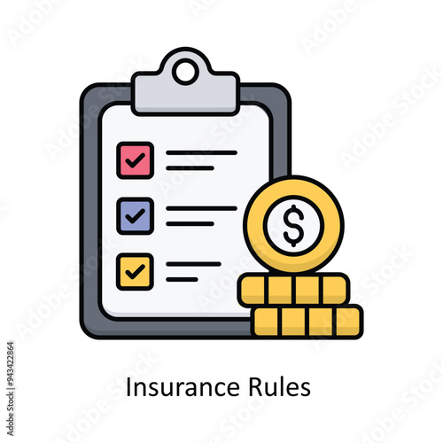 Insurance Rules Vector filled outline icon design illustration. insurance symbol on white background EPS 10 File .