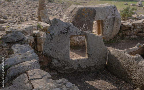 megalithic menhirs arise in the nuragic village pranu muttedu Goni photo