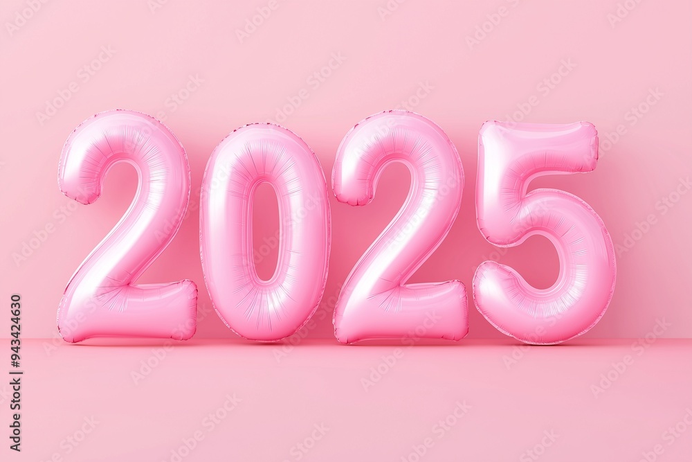 New Year pink text 2025 on pink background New Year pink text 2025 on pink background