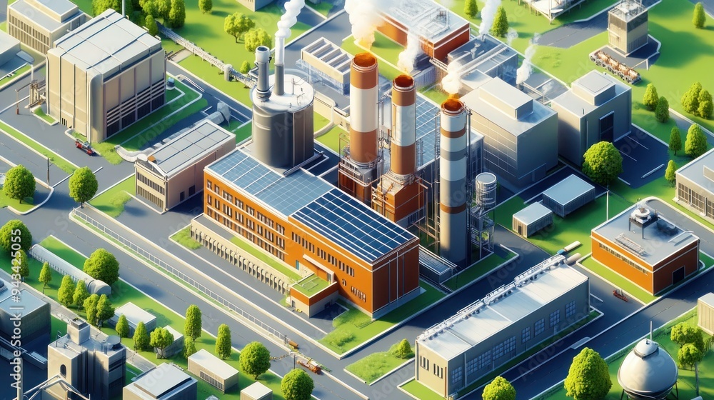 Model of plant in green city, engineering technologies, clean energy and care for environment Model of plant in green city, engineering technologies, clean energy and care for environment