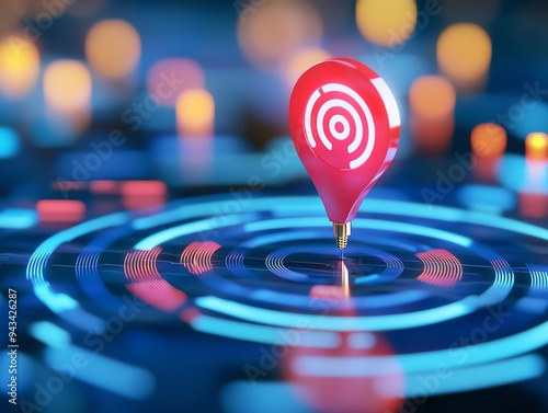 target audience segmentation leading to successful marketing campaigns, with subtle light effects showing precision targeting.