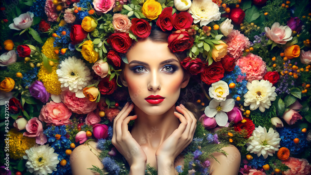 Fashionable Woman in Flowers. Fashionable Woman in Flowers.