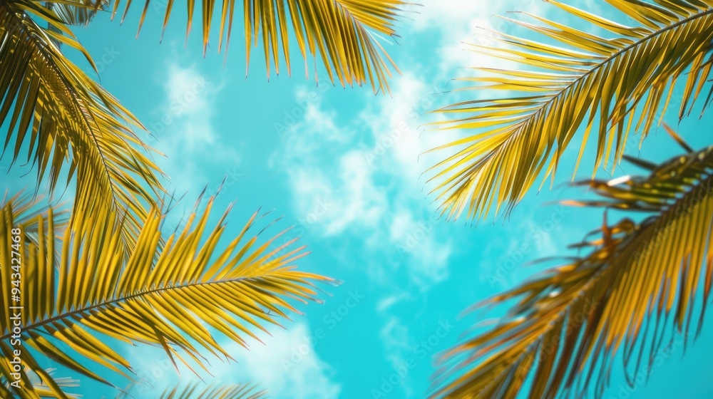 Fototapeta premium Rural area with palm tree branches