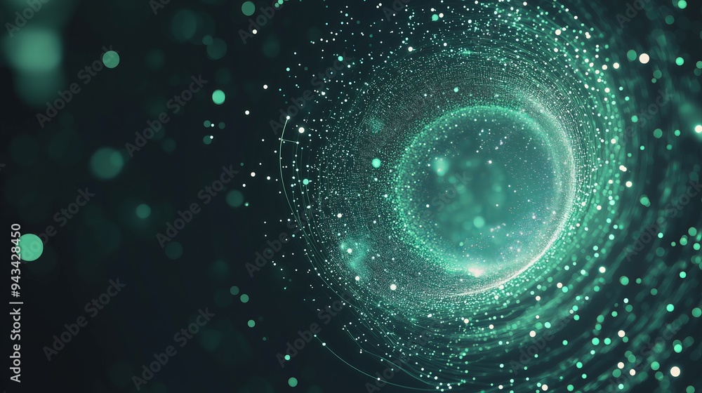 Obraz premium Digital tunnel of cyberspace with particles and lighting.