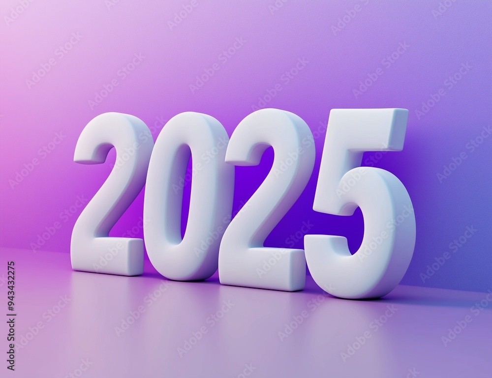New Year 2025 text in white on a purple and blue colored background New Year 2025 text in white on a purple and blue colored background