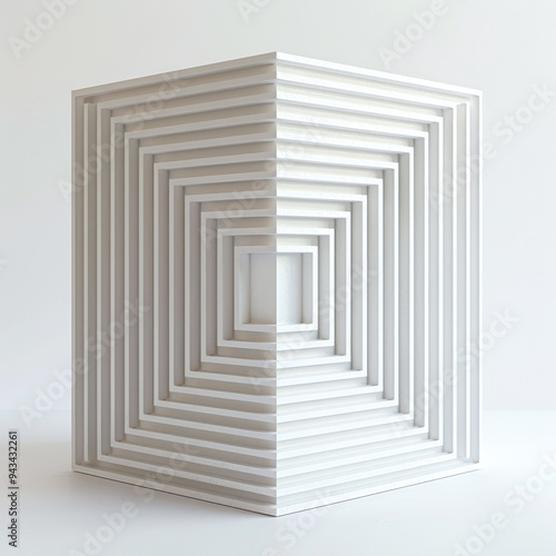 Abstract Geometric White Square Spiral Structure