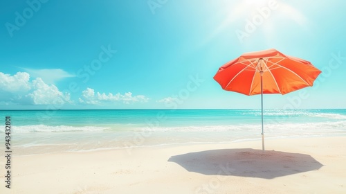 Red umbrella on beach