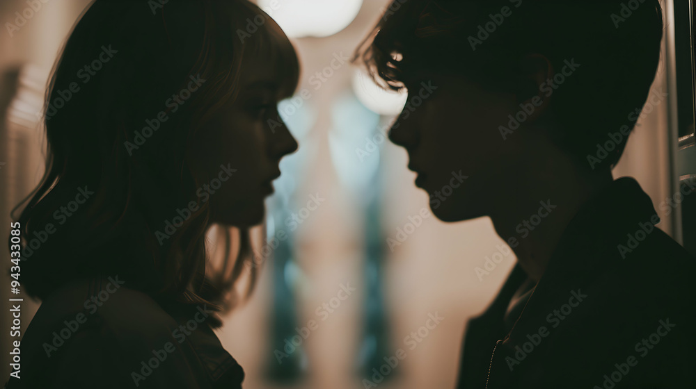 Fototapeta premium Couple People That Are Looking Mirror