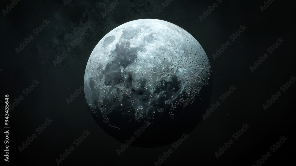 Realistic Moon, Spotted and Covered in Craters, a Detailed Image Set in the Vastness of Space. Realistic Moon, Spotted and Covered in Craters, a Detailed Image Set in the Vastness of Space.