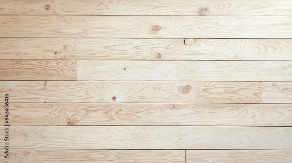 Obraz premium Top view of a light pine wooden floor with a matte finish, ideal for minimalist and Scandinavian design themes