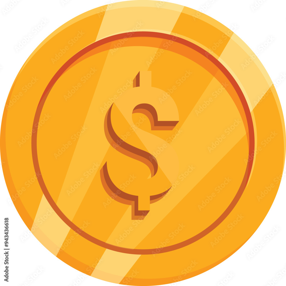 This shiny gold coin is showing the dollar symbol for concepts like wealth and riches This shiny gold coin is showing the dollar symbol for concepts like wealth and riches