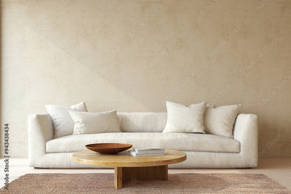 Fotografie Wabi-sabi  living-room interior. 3d render.