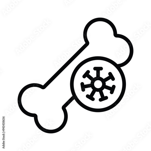 Icon of a bone with a virus, symbolizing infected or diseased bone