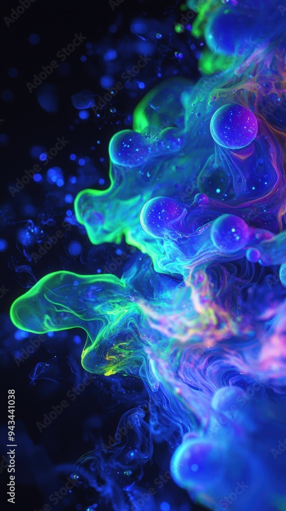 Abstract neon paint swirls