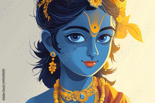 Illustration of Lord Krishna, One of the Greatest Hindu Gods