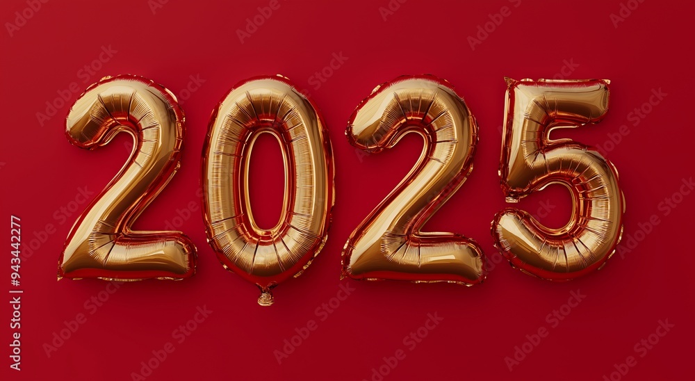 Gold number 2025 new year on red background new year Gold number 2025 new year on red background new year