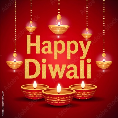 Wallpaper Mural Free Photo A poster for with a red background with a gold happy diwali on it generated ai  Torontodigital.ca