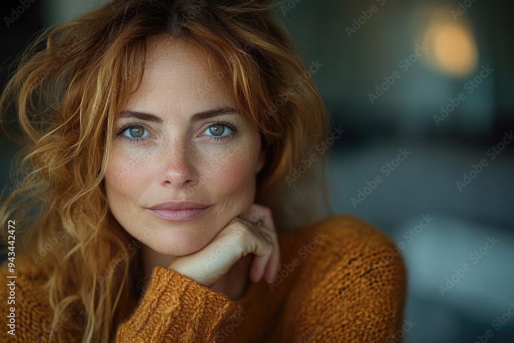 Middle-Aged Woman Deep in Thought, Hand on Chin, Reflecting on Life and Contemplating Decisions Middle-Aged Woman Deep in Thought, Hand on Chin, Reflecting on Life and Contemplating Decisions