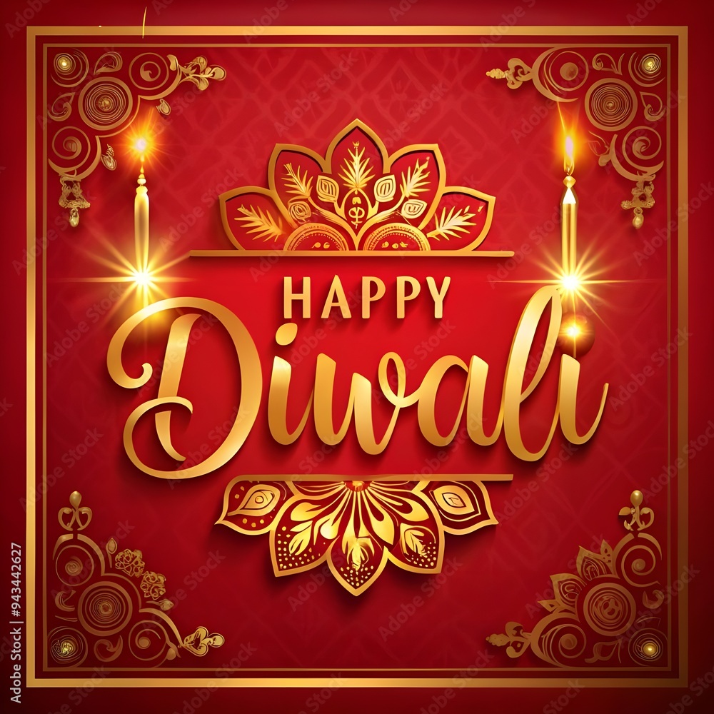 Free Photo A poster for with a red background with a gold happy diwali on it generated ai Free Photo A poster for with a red background with a gold happy diwali on it generated ai