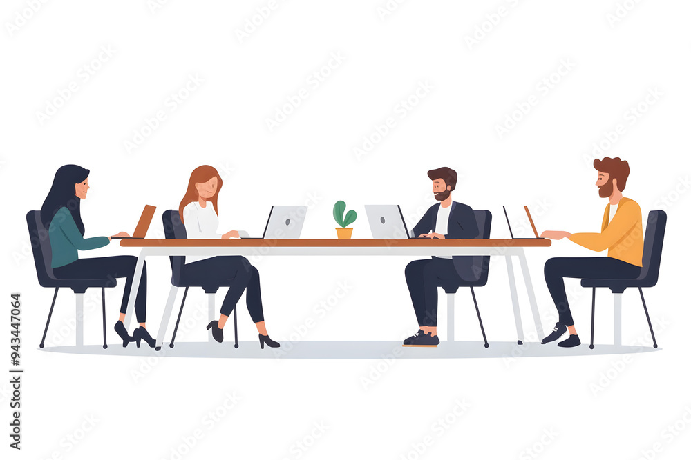 Office business meeting flat illustration isolated on white background Office business meeting flat illustration isolated on white background