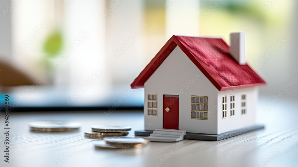 Miniature House with Coins Miniature House with Coins
