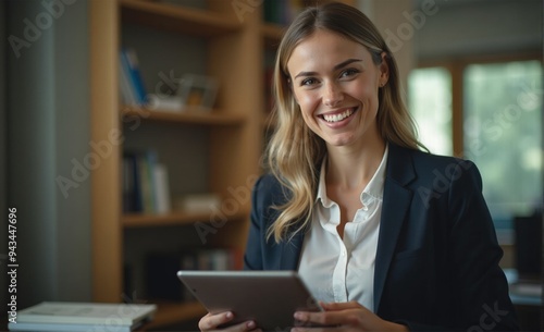 businesswoman working on tablet