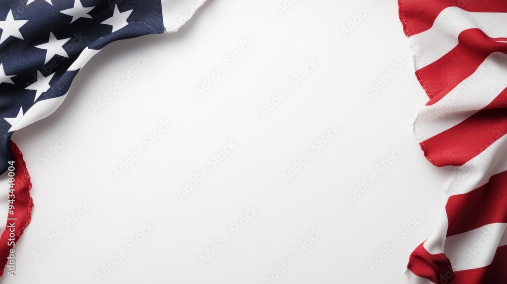 A visually captivating display of American flags framing a blank space, perfect for patriotic themes and designs. A visually captivating display of American flags framing a blank space, perfect for patriotic themes and designs.