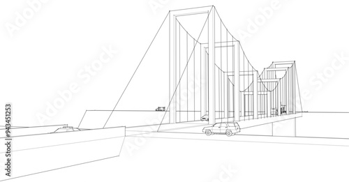 bridge urban view 3d illustration