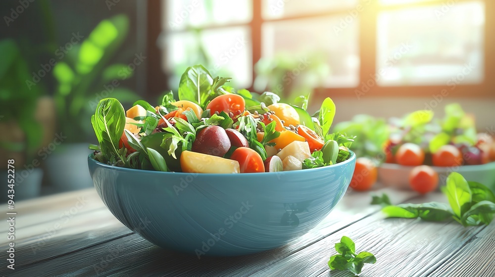 Fresh organic salad bowl with vibrant veggies, healthy meal