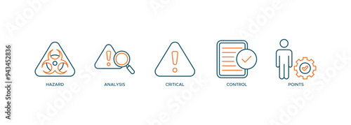 HACCP icon. hazard analysis and critical control points acronym in food safety management system