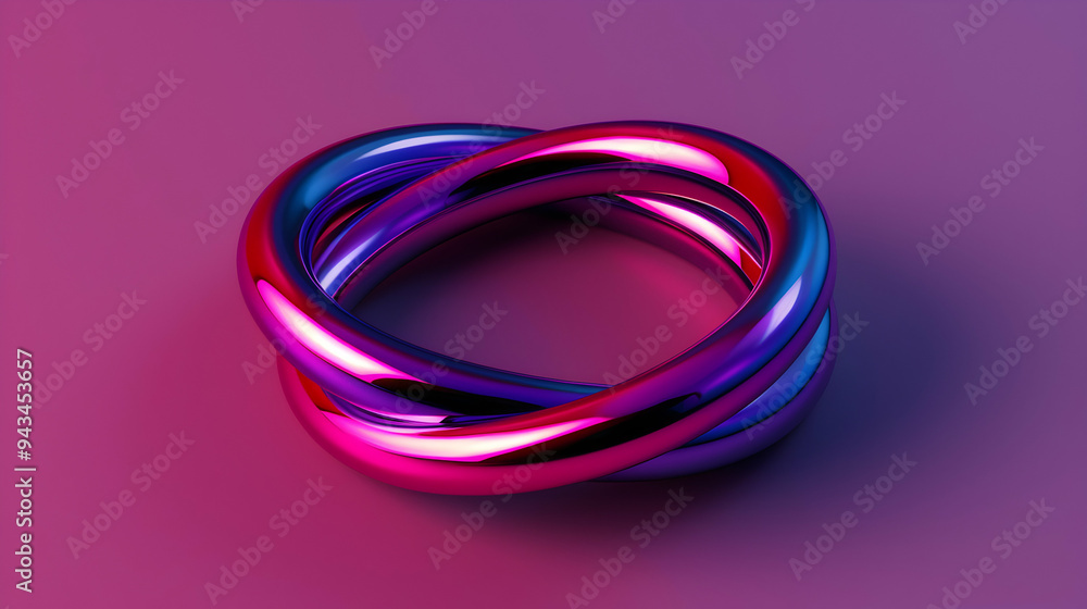 Computer Generated Image Two Intertwined Ring