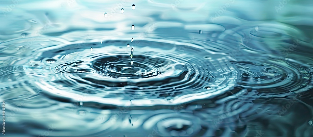 Drop water onto the surface generating circular ripples into a copy space image Drop water onto the surface generating circular ripples into a copy space image