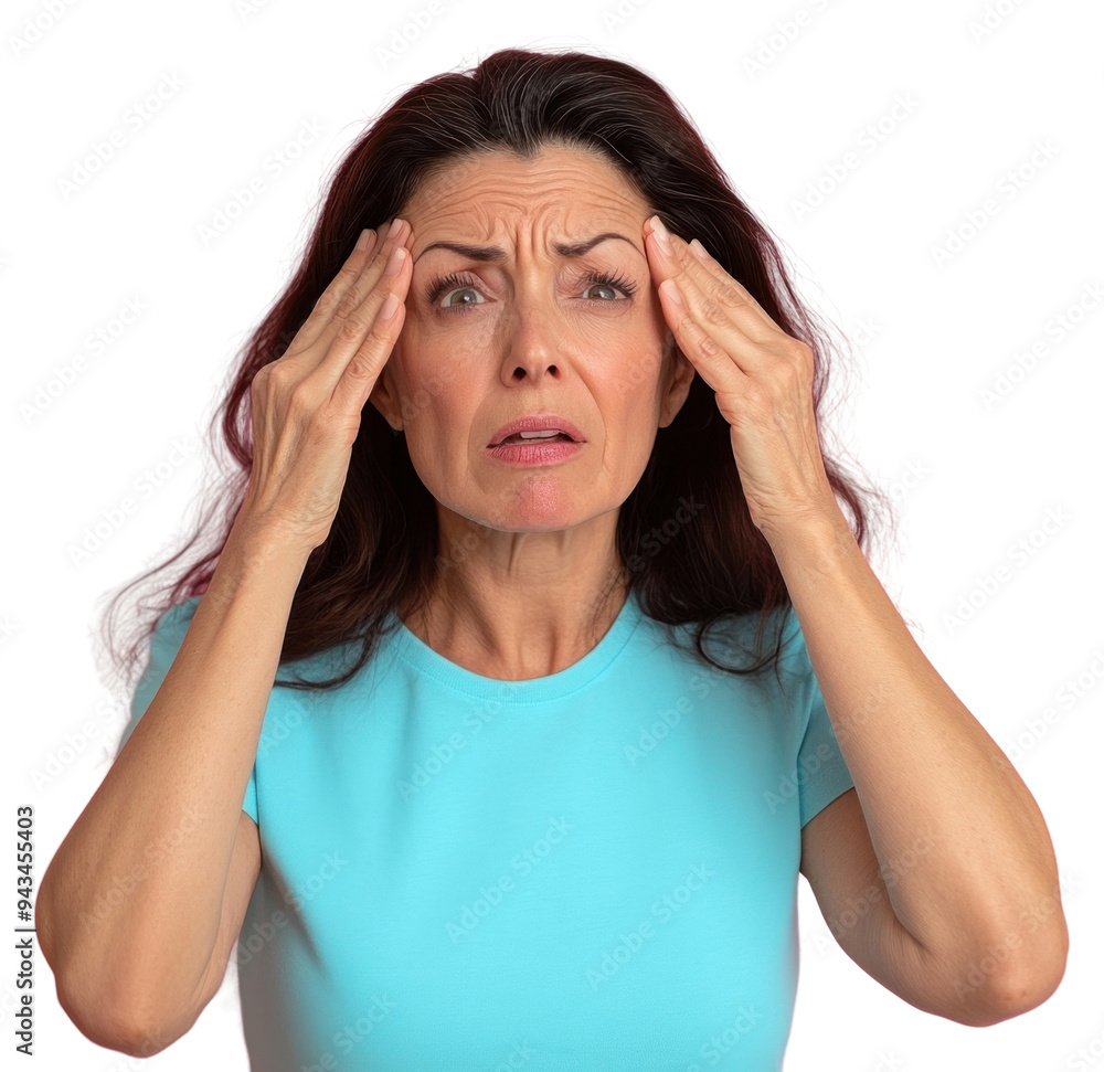 PNG Woman stressed pink background PNG Woman stressed pink background