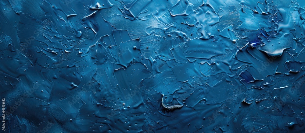 Wall painted in blue with bubbling due to humidity seen in copy space image Wall painted in blue with bubbling due to humidity seen in copy space image