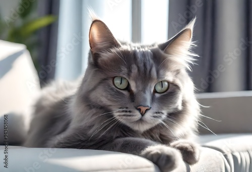 Wallpaper Mural portrait of a cat on sofa, cat staring the screen, cat on the sofa  Torontodigital.ca