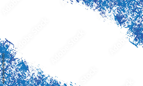 Blue grunge brush stroke border background. Vector illustration