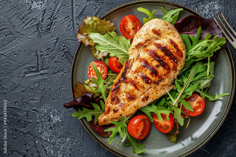 Grilled chicken fillet with salad Grilled chicken fillet with salad