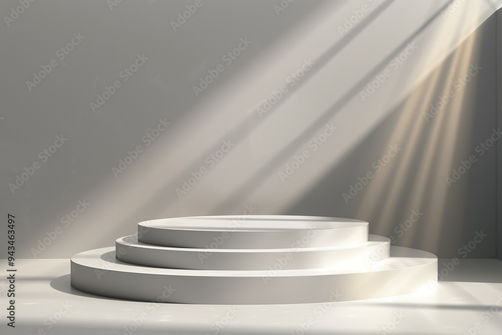 Podium pedestal for product presentation in a soft background with spotlight Podium pedestal for product presentation in a soft background with spotlight