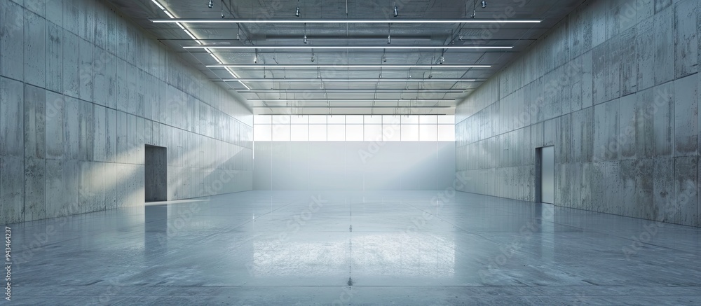 Obraz premium Spacious industrial warehouse structure with ample copy space image