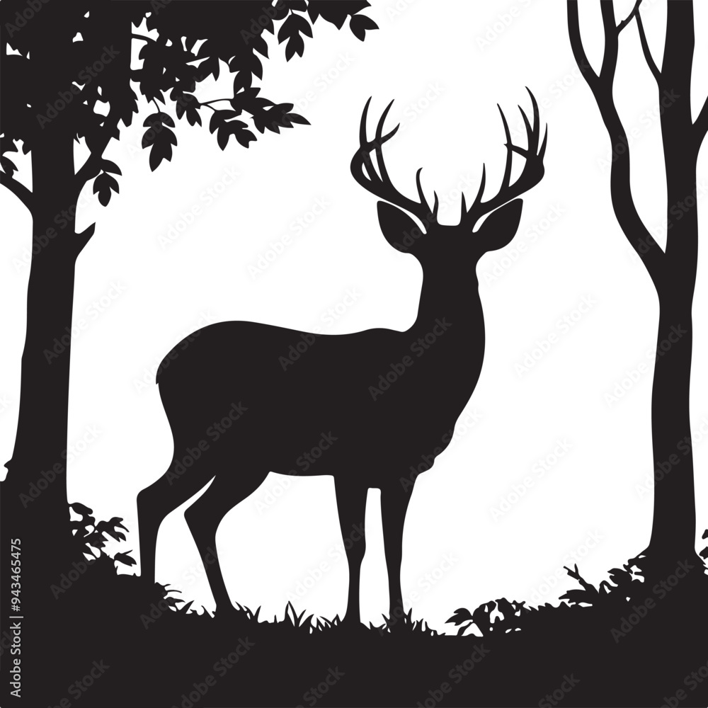 Deer silhouette vector art with white background Deer silhouette vector art with white background