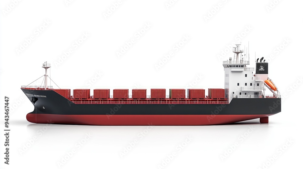 Container ship top-down view, maritime logistics, detailed and accurate, isolated on white background Container ship top-down view, maritime logistics, detailed and accurate, isolated on white background